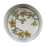 Plateau plat verre émaillée art nouveau floral signé Chaf école Nancy