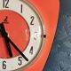 Vintage formica clock asymmetrical silent wall clock "Jaz orange"