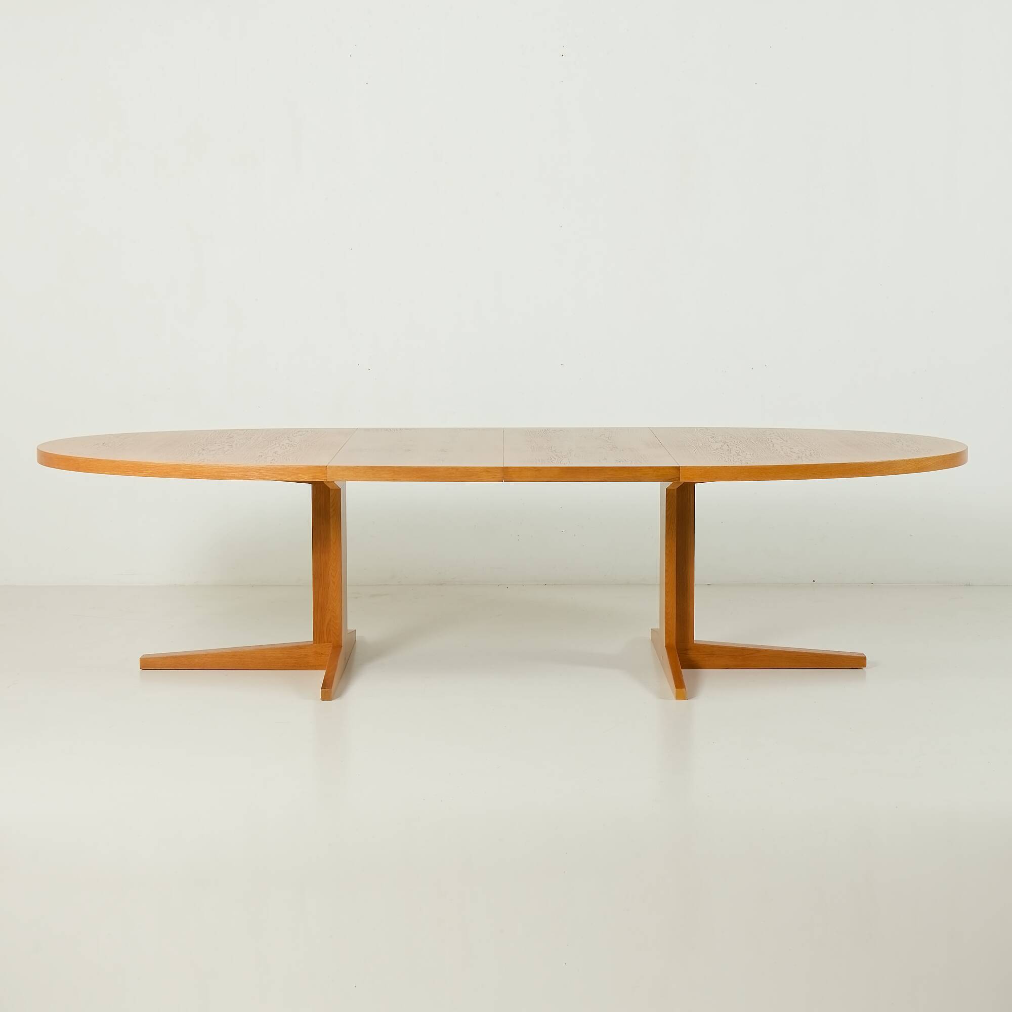 Danish extra large oak extension oval table attributed to Skovby, 1970s