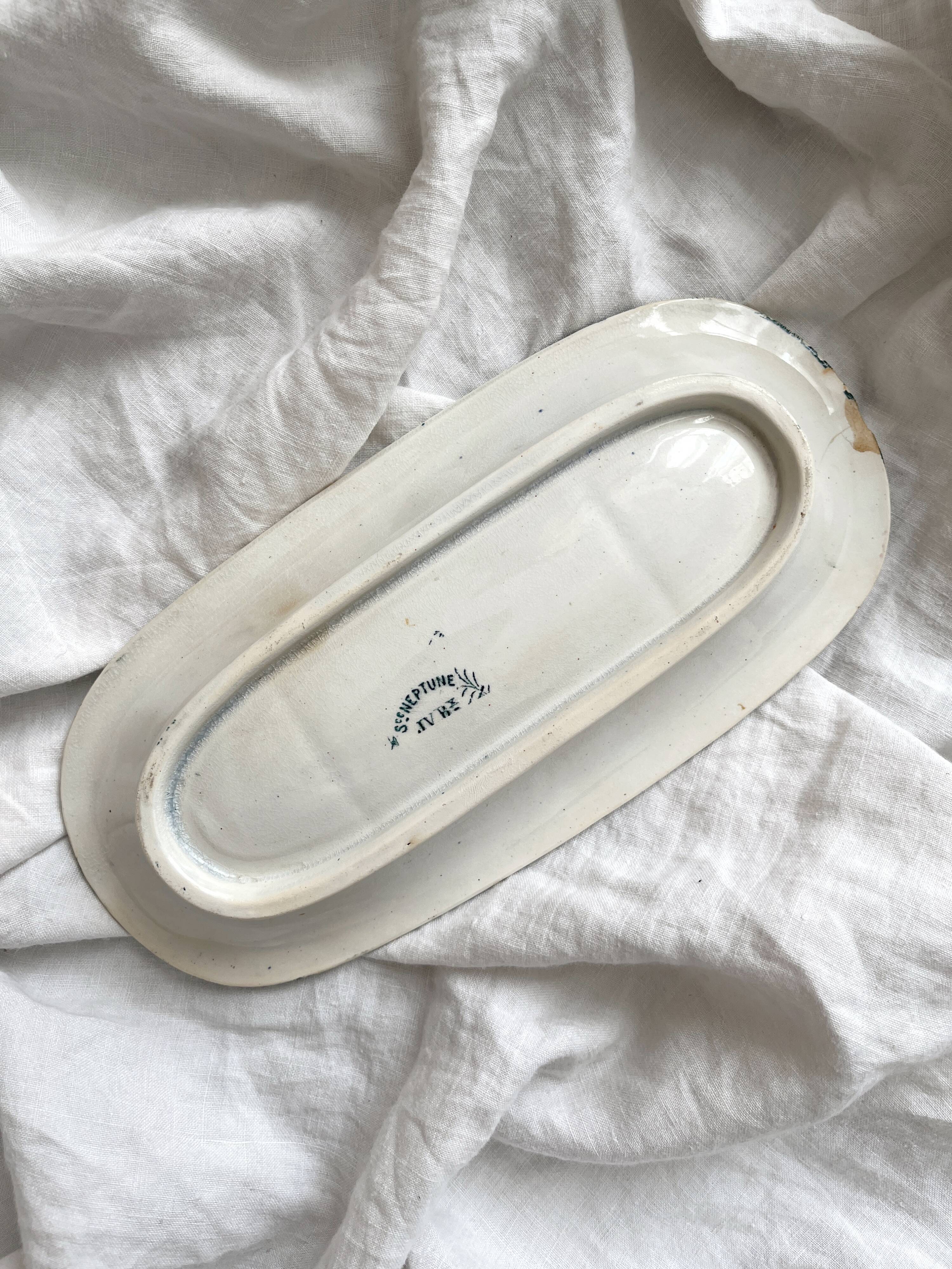 Antique Neptune iron clay soap dish, Jules Vieillard Bordeaux