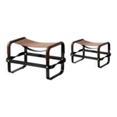 Paire de repose-pieds, couleur tabac avec acier noir