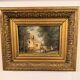 Ancienne huile sur bois – Maison en forêt – Paysage