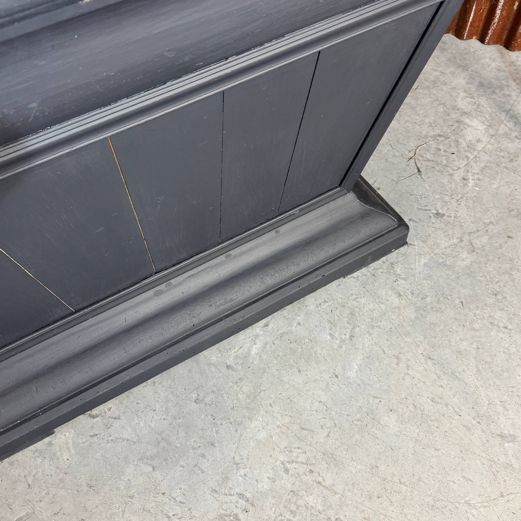 Antique wooden counter, black patina