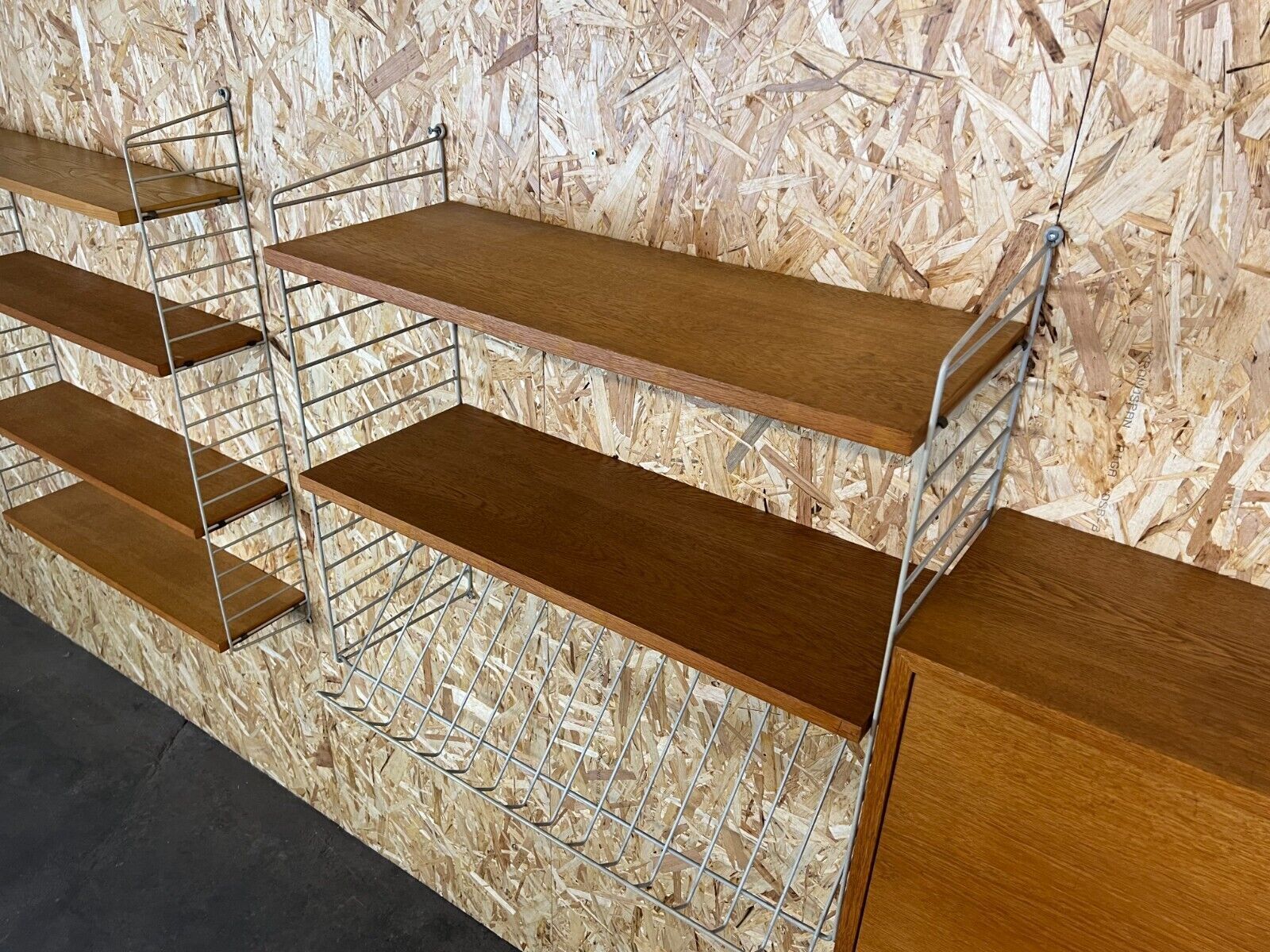 60's 70's oak string shelf module by Kajsa & Nils "Nisse" Strinning Sweden