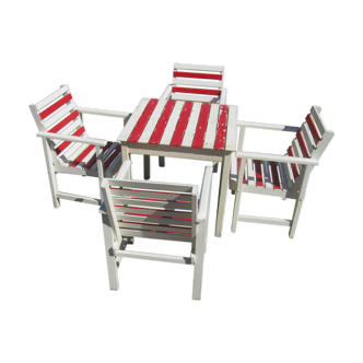 Salon de jardin en bois années 60