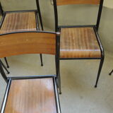 Series of 6 black Mullca school chairs