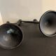 Pair of black candlesticks art deco in steel Habitat 1970