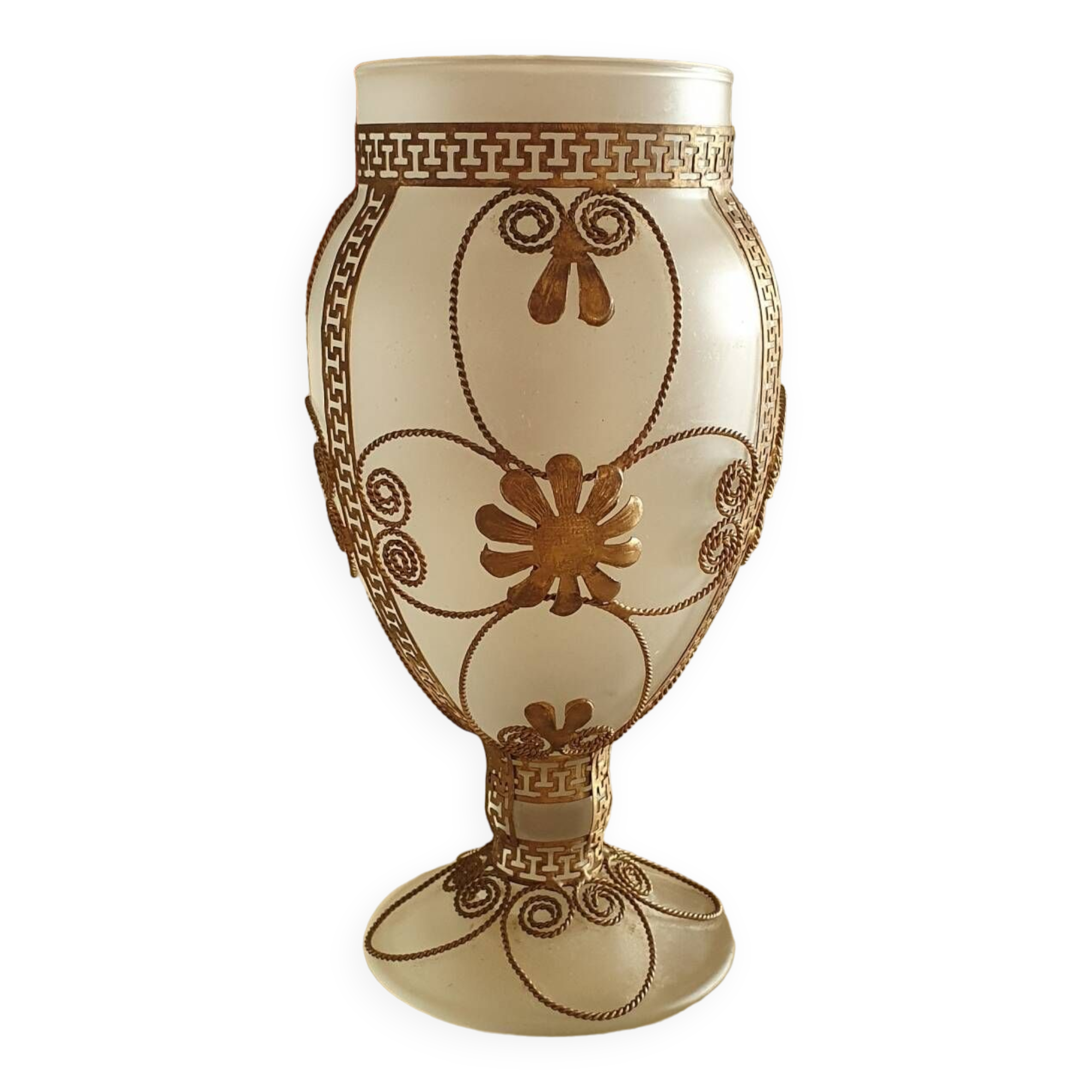 Glass and brass vase