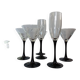 6 verres à pied noir brillant collection domino de Luminarc, vintage 1980