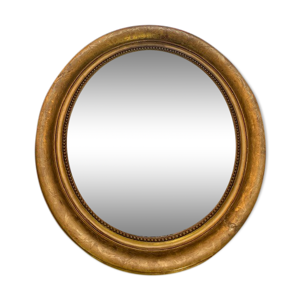 miroir rond oval doré