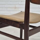 1970s, set of 5 Danish dinning chairs, original condition, teak wood, leather.