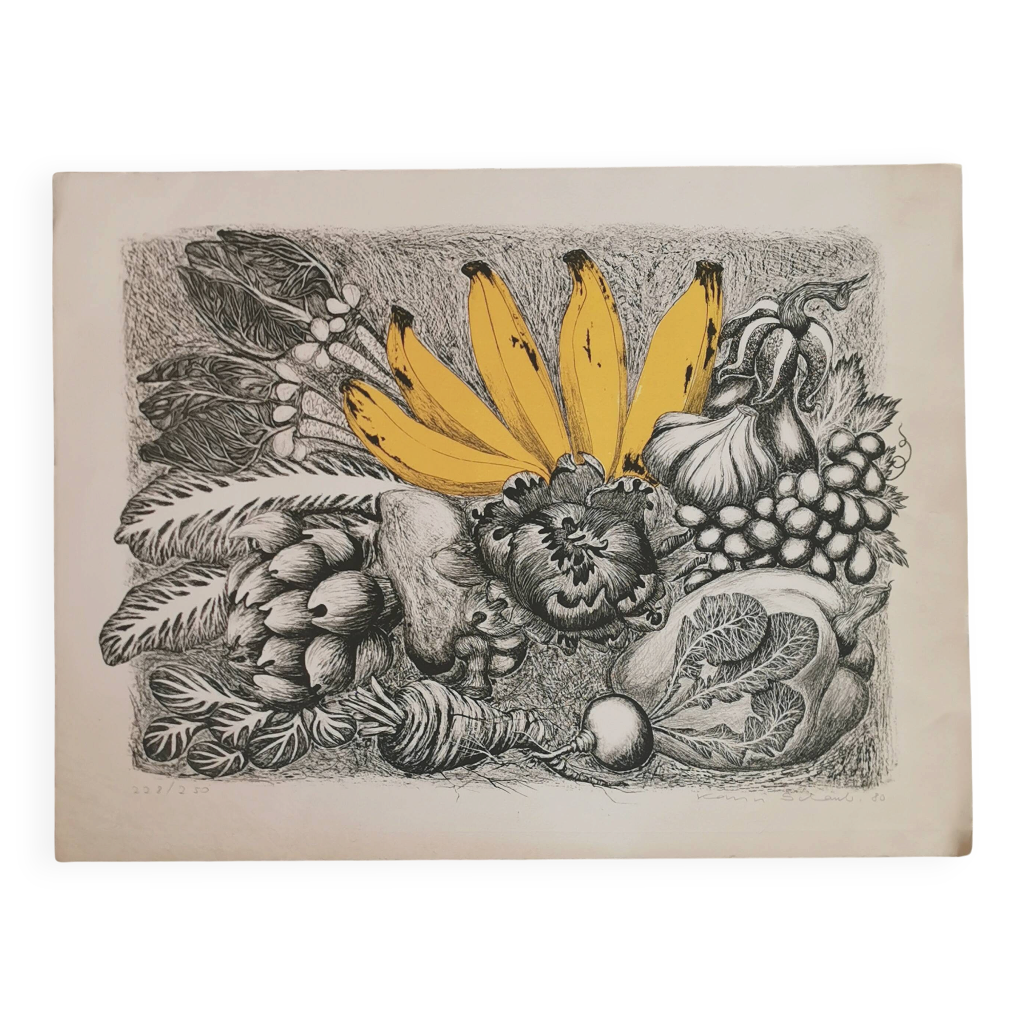 Still life lithograph signed, numbered, dated 1980.