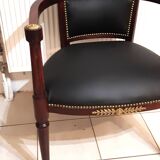 fauteuil de bureau style Louis XVI, acajou ,fin XIXè restauré à neuf