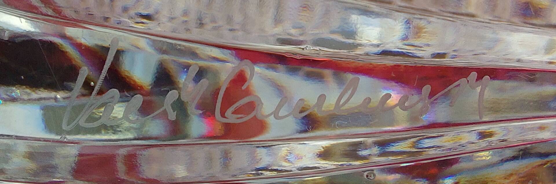 Val Saint Lambert Cup – Double red crystal – Signed