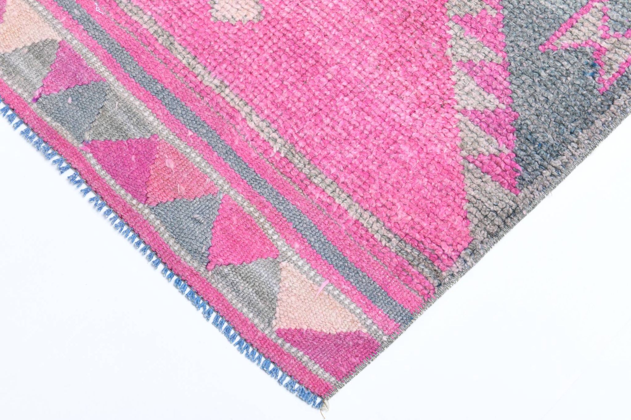 Pink Handmade Runner Rug, 82x336Cm