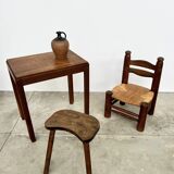 Dudouyt style straw-seated fireplace chair