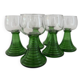 Un ensemble de 6 verres à vin vintage MCM en forme de ruche verte.