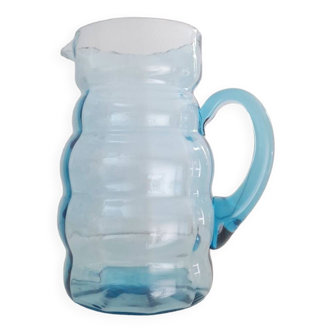 Carafe en verre bleu à étages Doyen