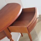 Set of 2 half-moon console tables with drawer - cherry wood - Louis Philippe style