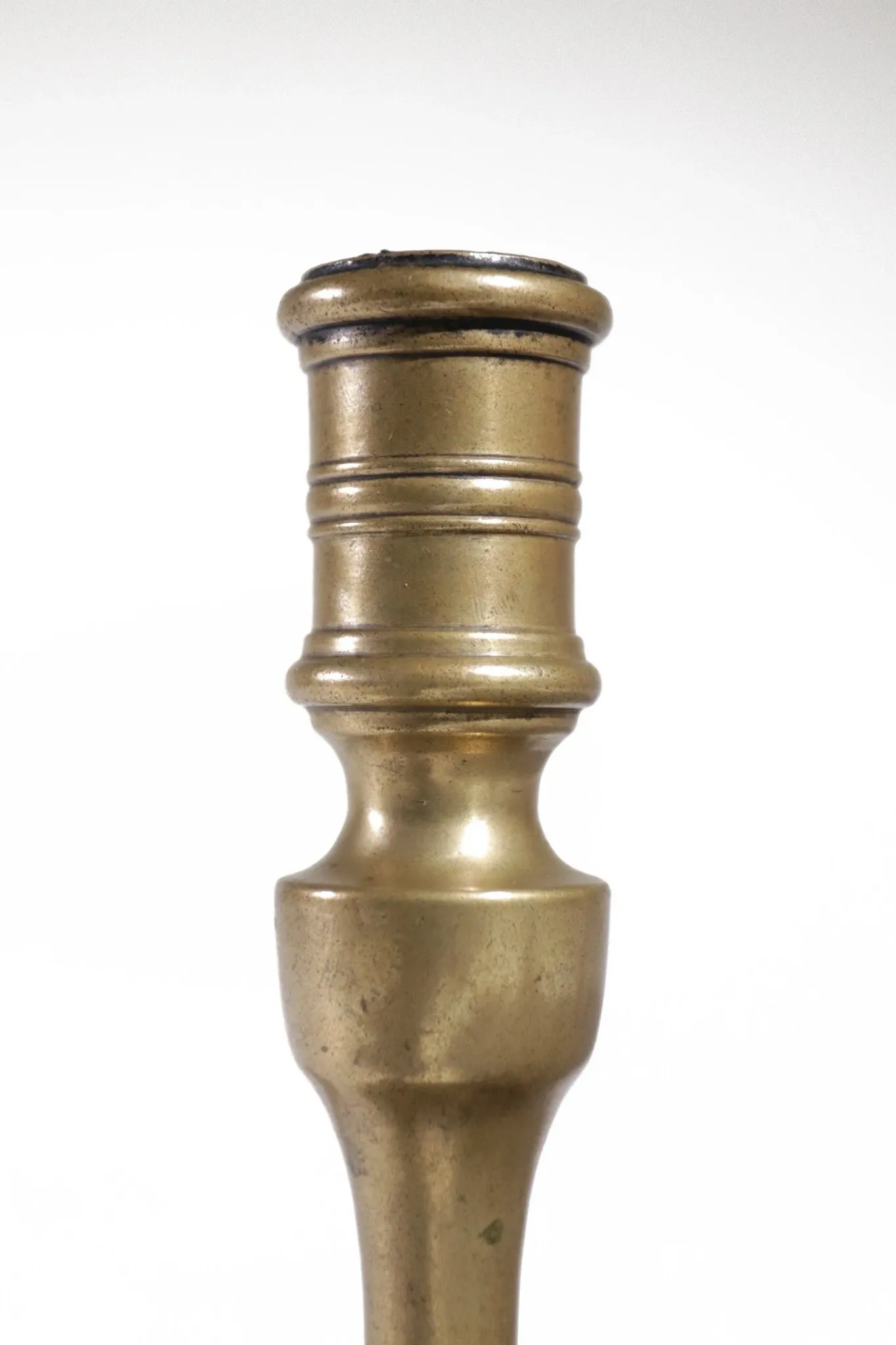 17th-century Spanish brass candlestick with square base