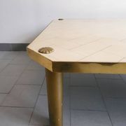 Important vintage italian coffee table 1960 in formica, brass & gold steel