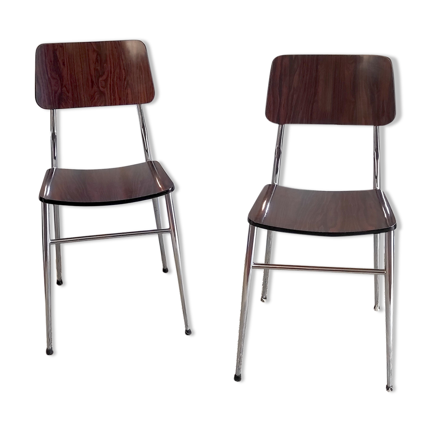 Duo de chaises formica imitation palissandre années 60