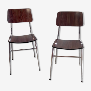 Duo de chaises formica imitation palissandre années 60