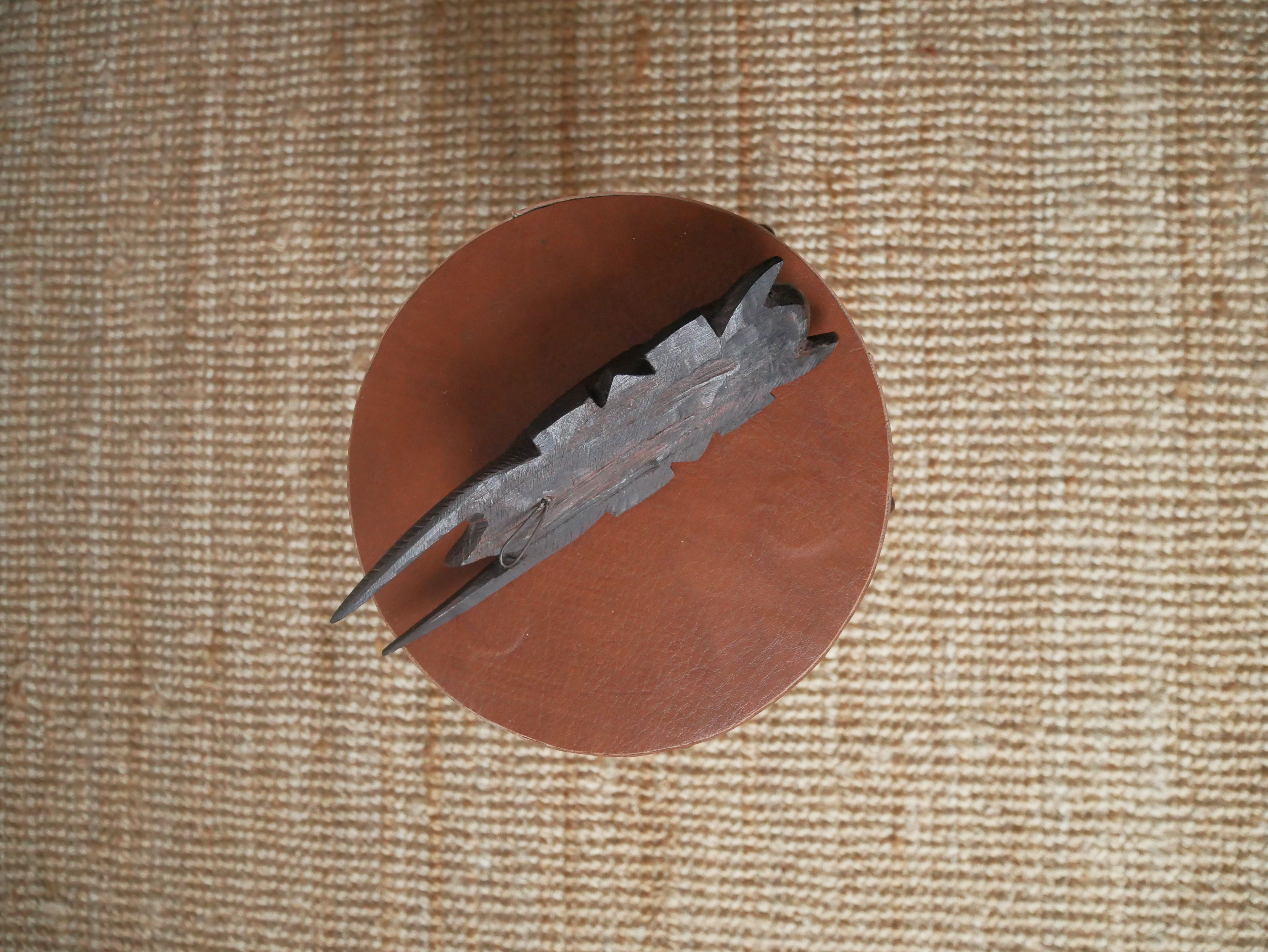 Carved wooden mask, vintage tribal decoration object, African art