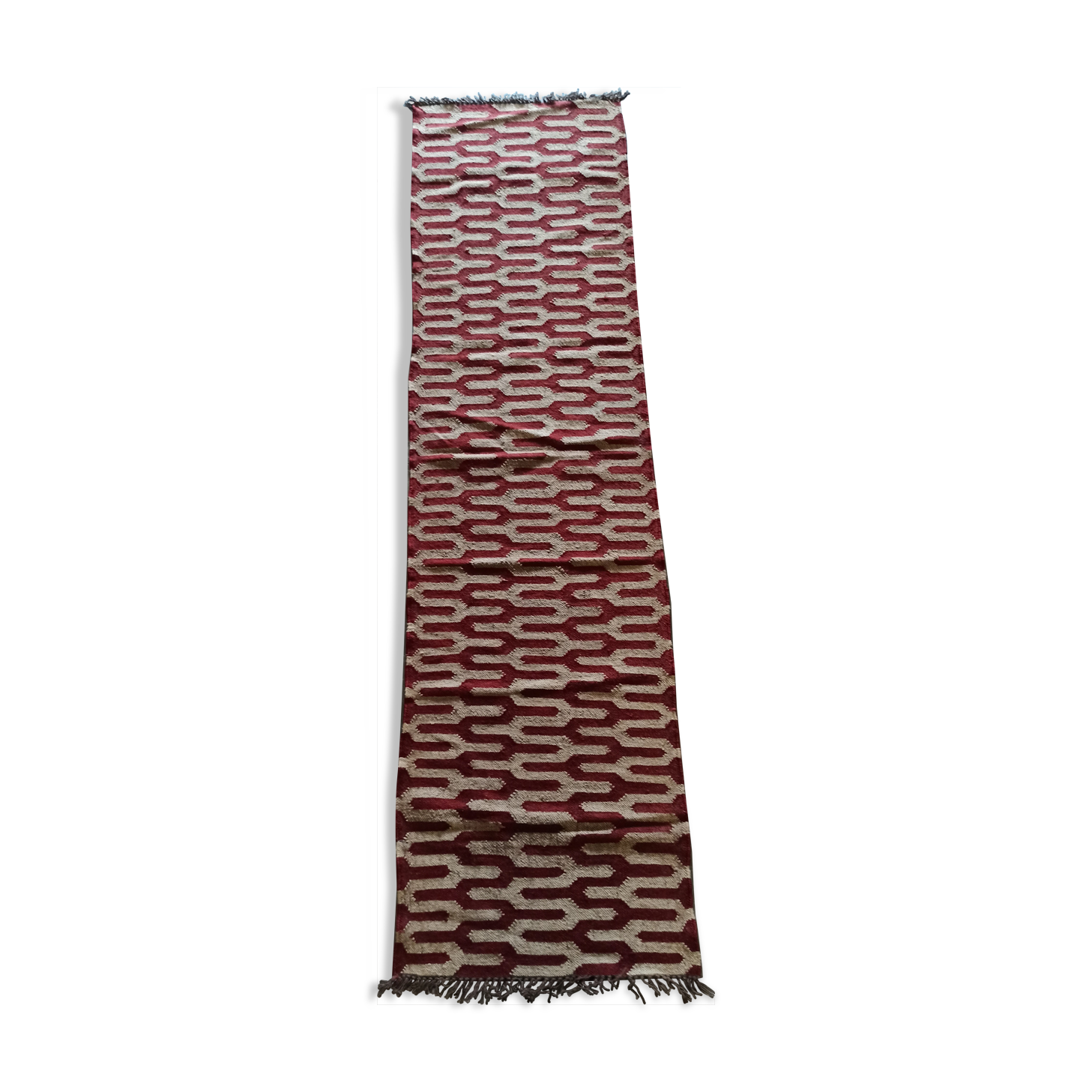 Kilim carpet in burlap and cotton. 76cm x 300cm