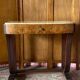 Art Deco console table in oak and walnut – chic and elegant beige marble top