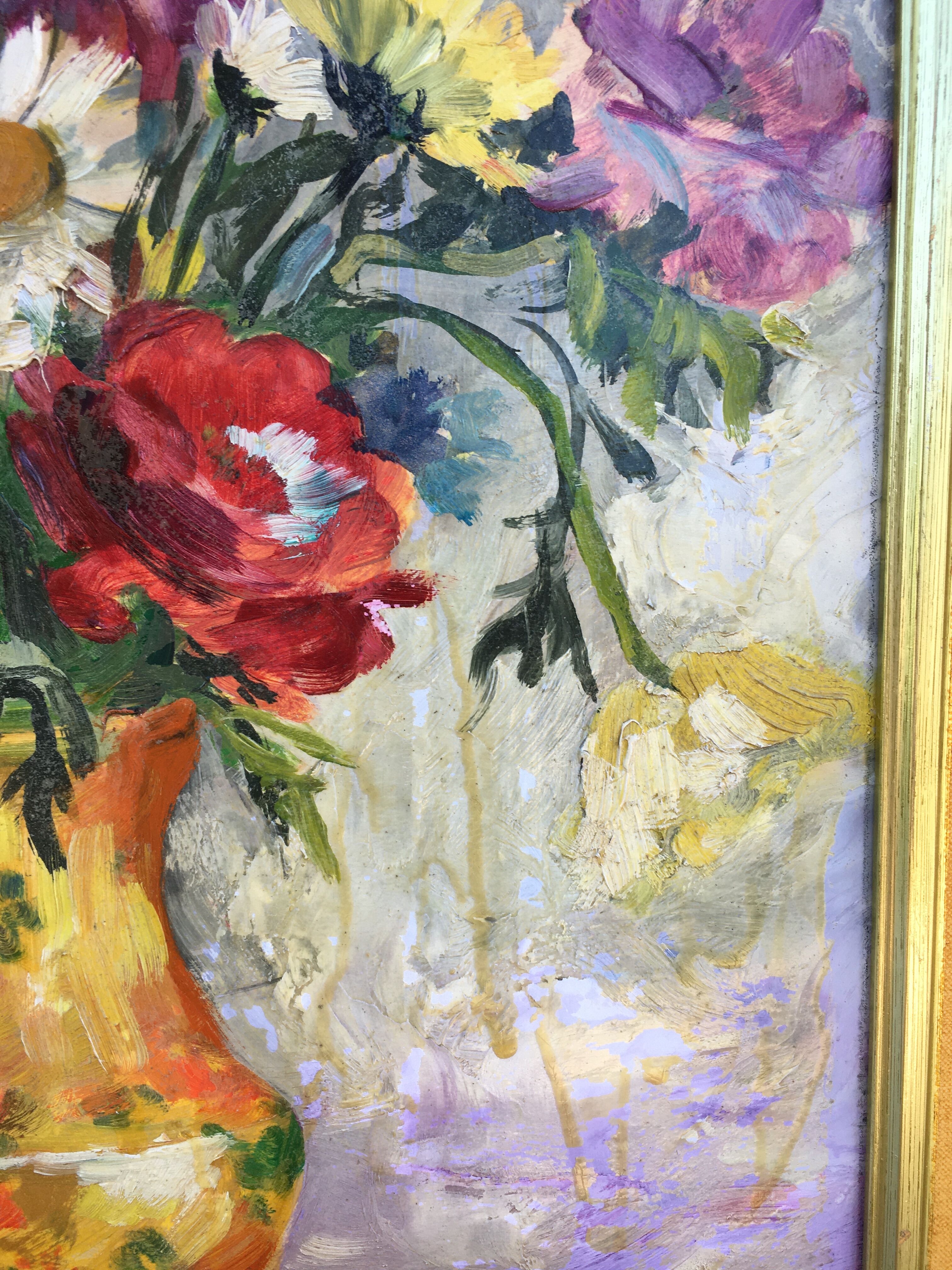 Painting on wood bouquet of flowers
