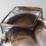 Murano ashtray transparent and smoked flower shape