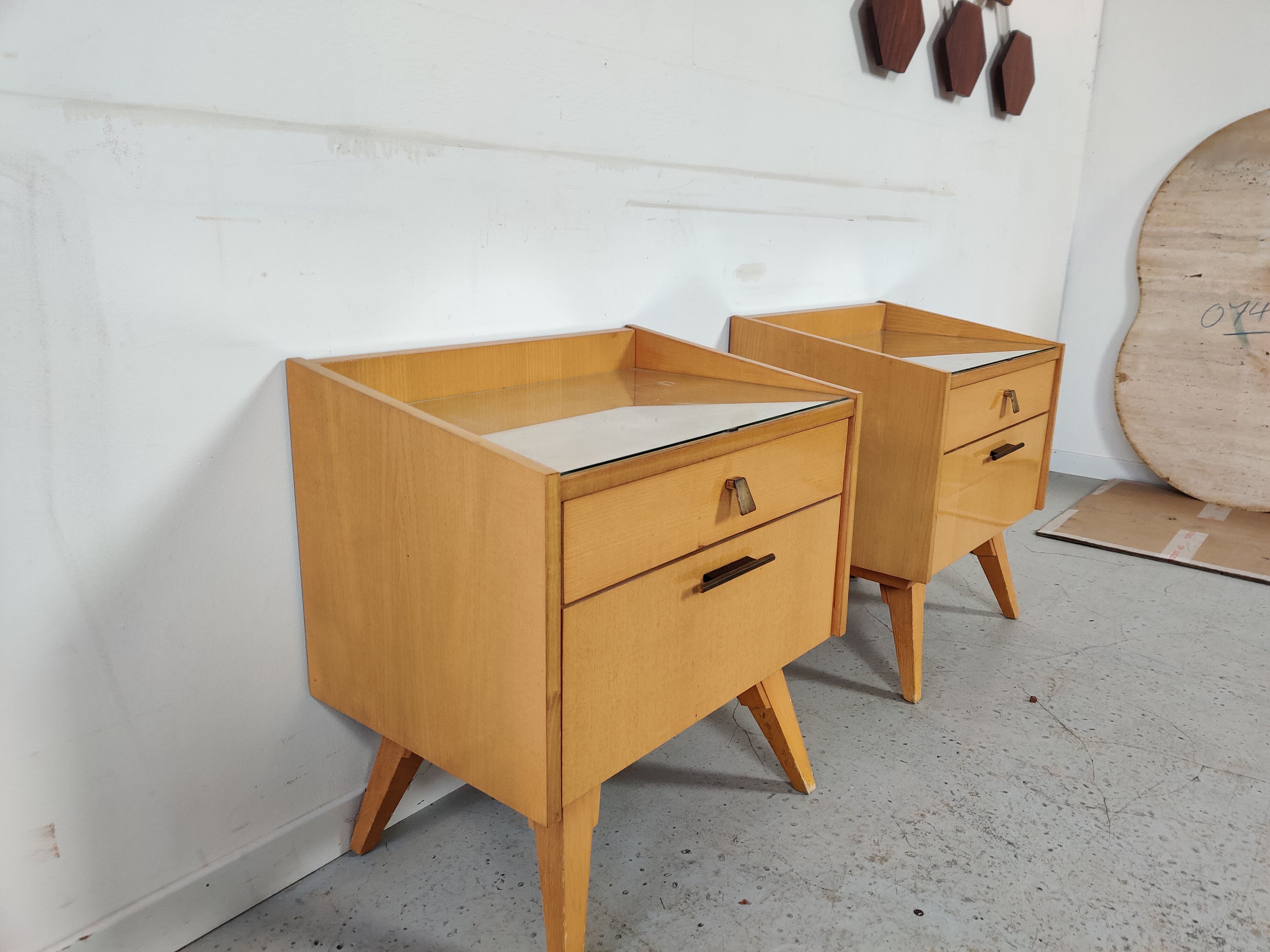 Pair of Scandinavian bedside tables, 50s/60s