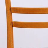 Series of 6 Swedish chairs in Elm and black Skai by Yngve Ekstrom for Gemla 1960.