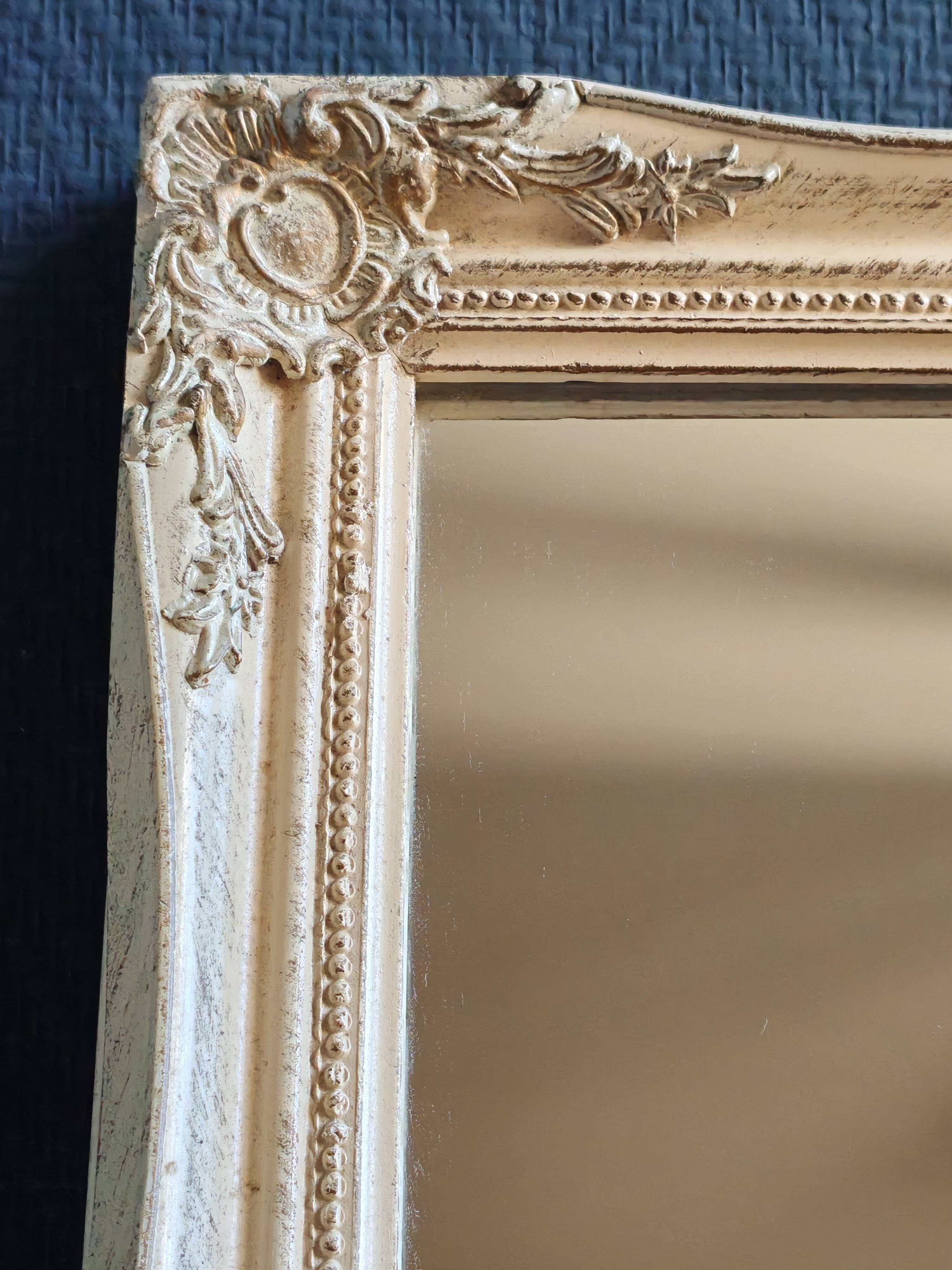 Vintage Rectangular Wall Mirror – Carved Solid Wood Frame