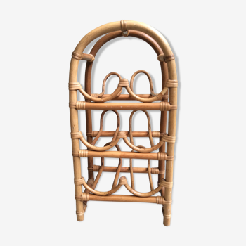 Vintage rattan storage bottle holder