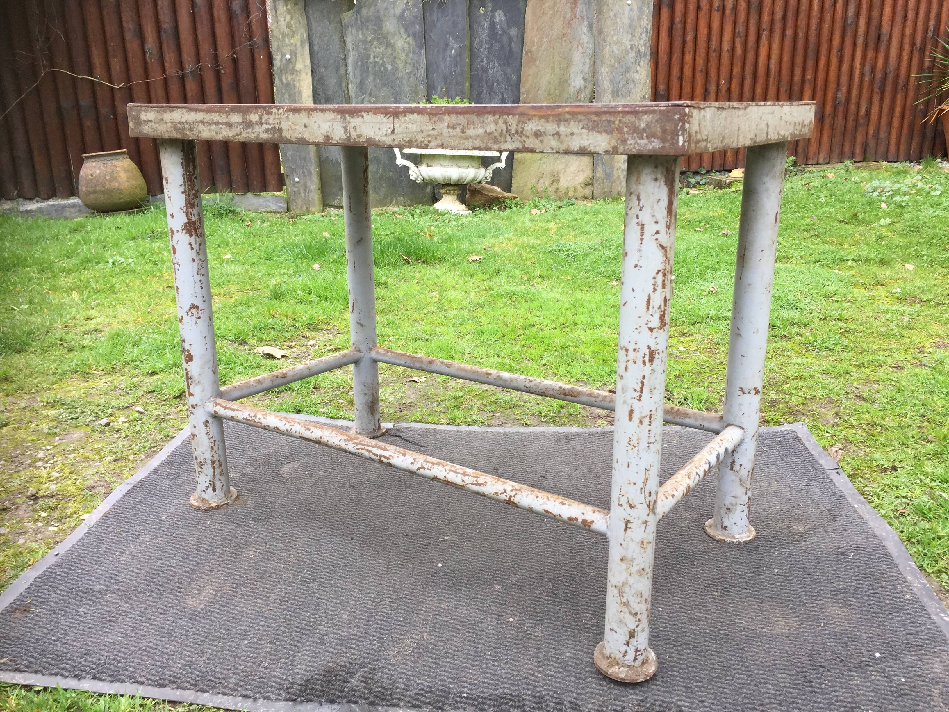 Vintage metal table from an industrial workshop for a makeover