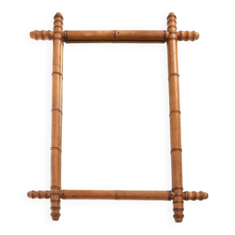 Miroir bambou en bois tourné 59 x 44 cm