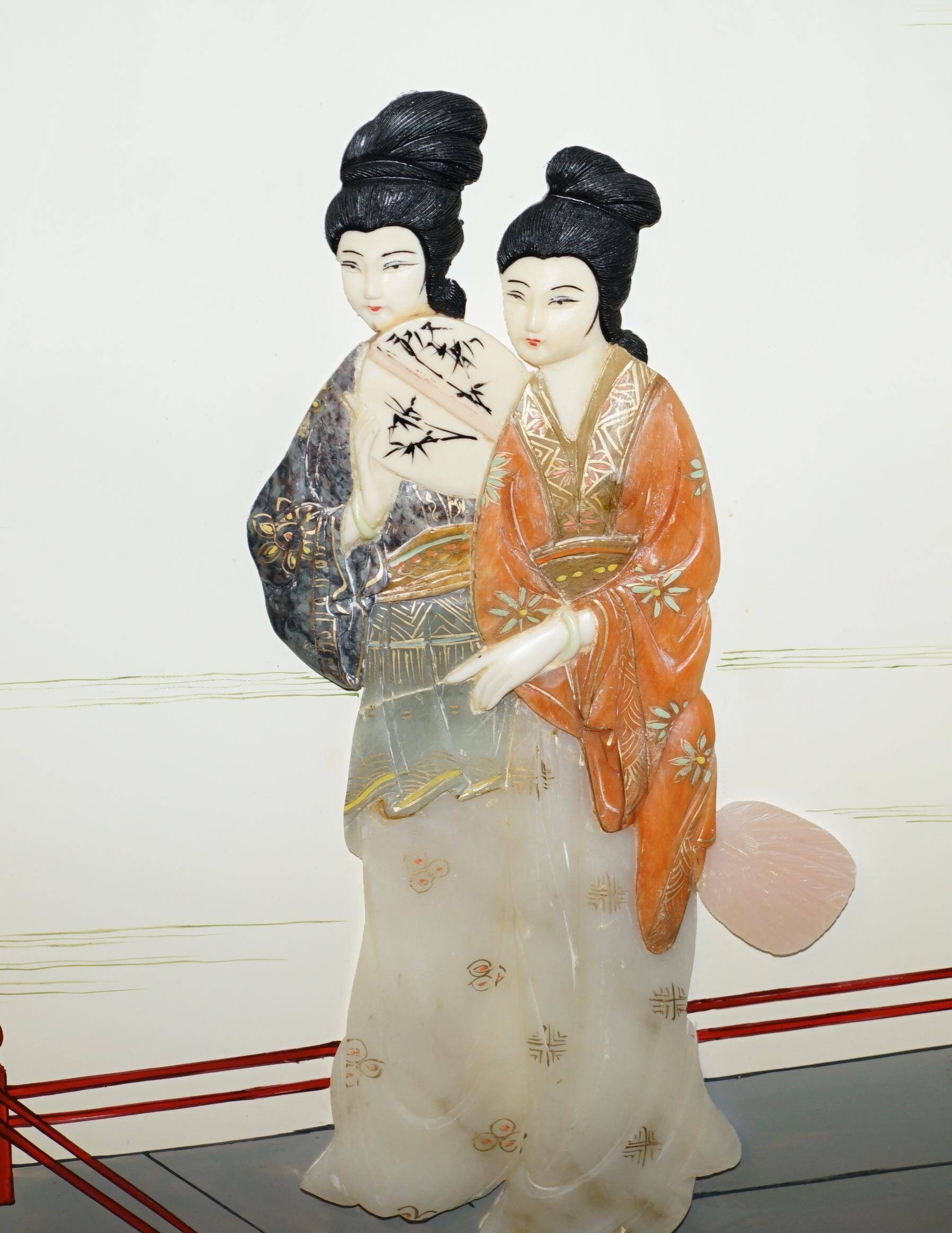 Vintage folding screen in hard stone