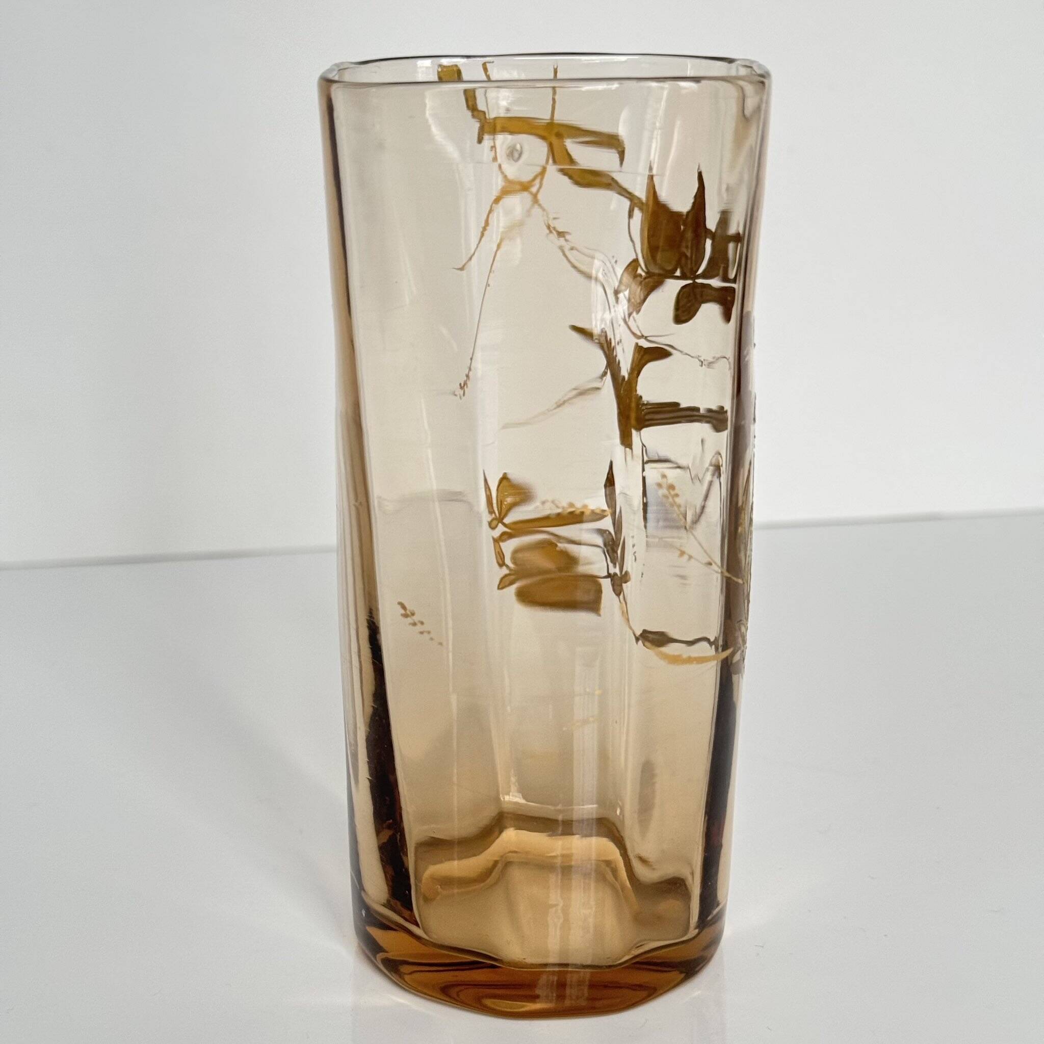Crystal Vase | Gilded Branch and Bird Decor | Late 19th Century