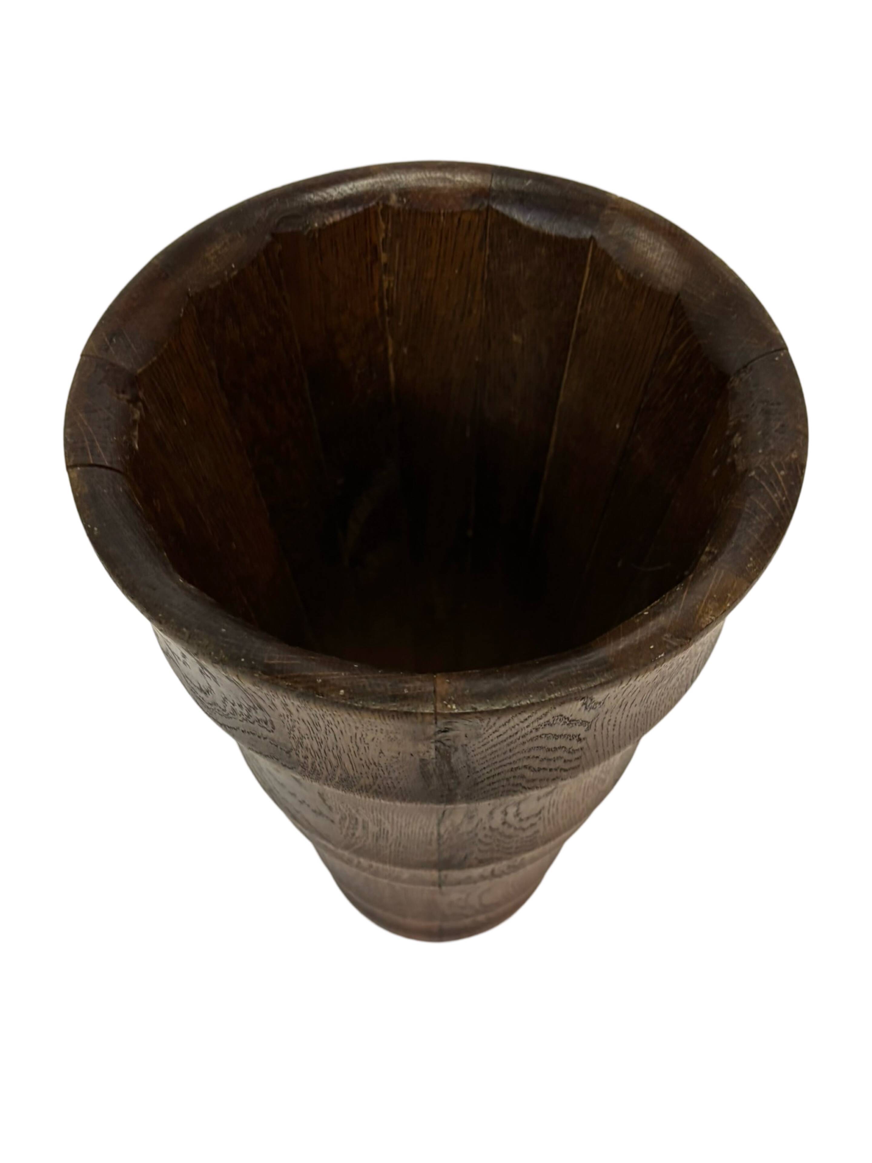 Vintage umbrella holder wooden basket storage 1960 minimalist design