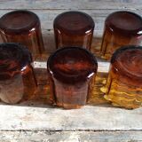 Series of 6 amber glasses