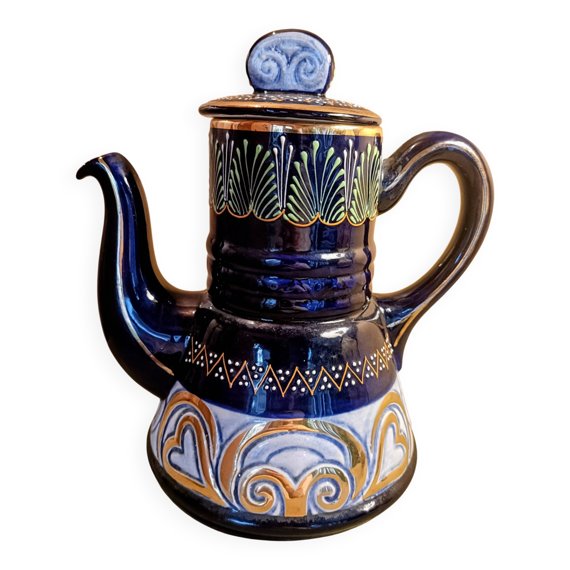HB Quimper coffee pot with pearl decoration