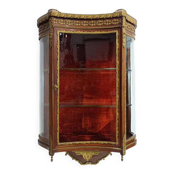 Vitrine murale Louis XVI, acajou et bronze, France XXe