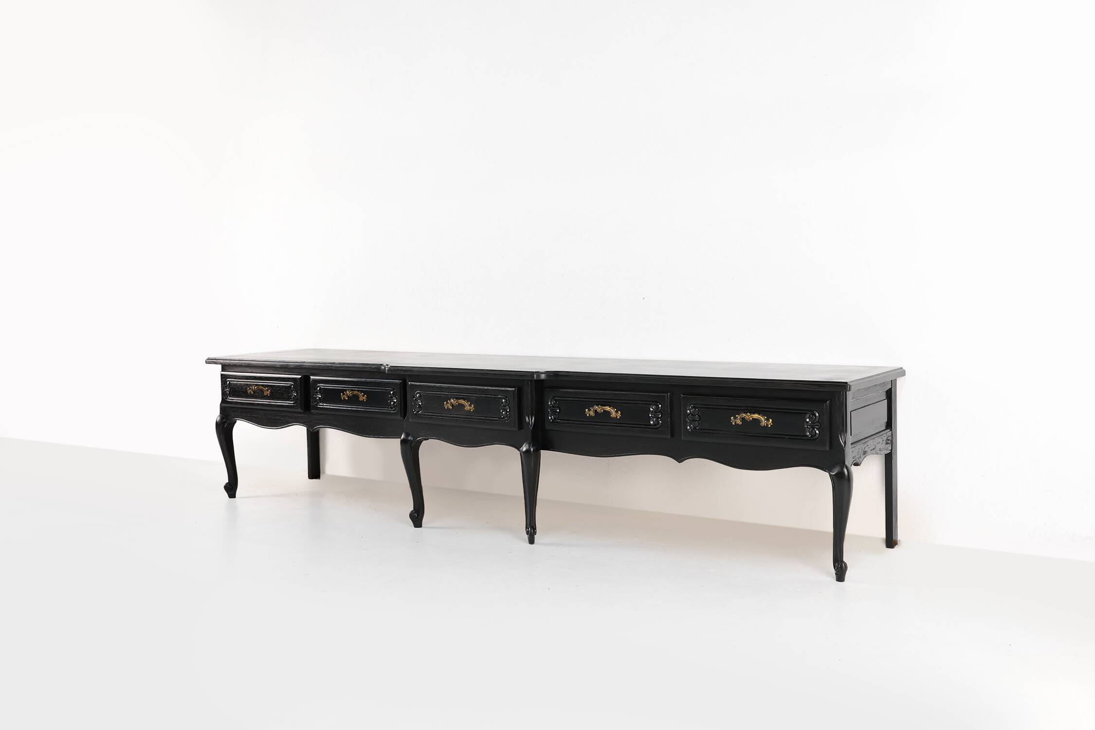 French 20th Century Louis XV style black low sideboard