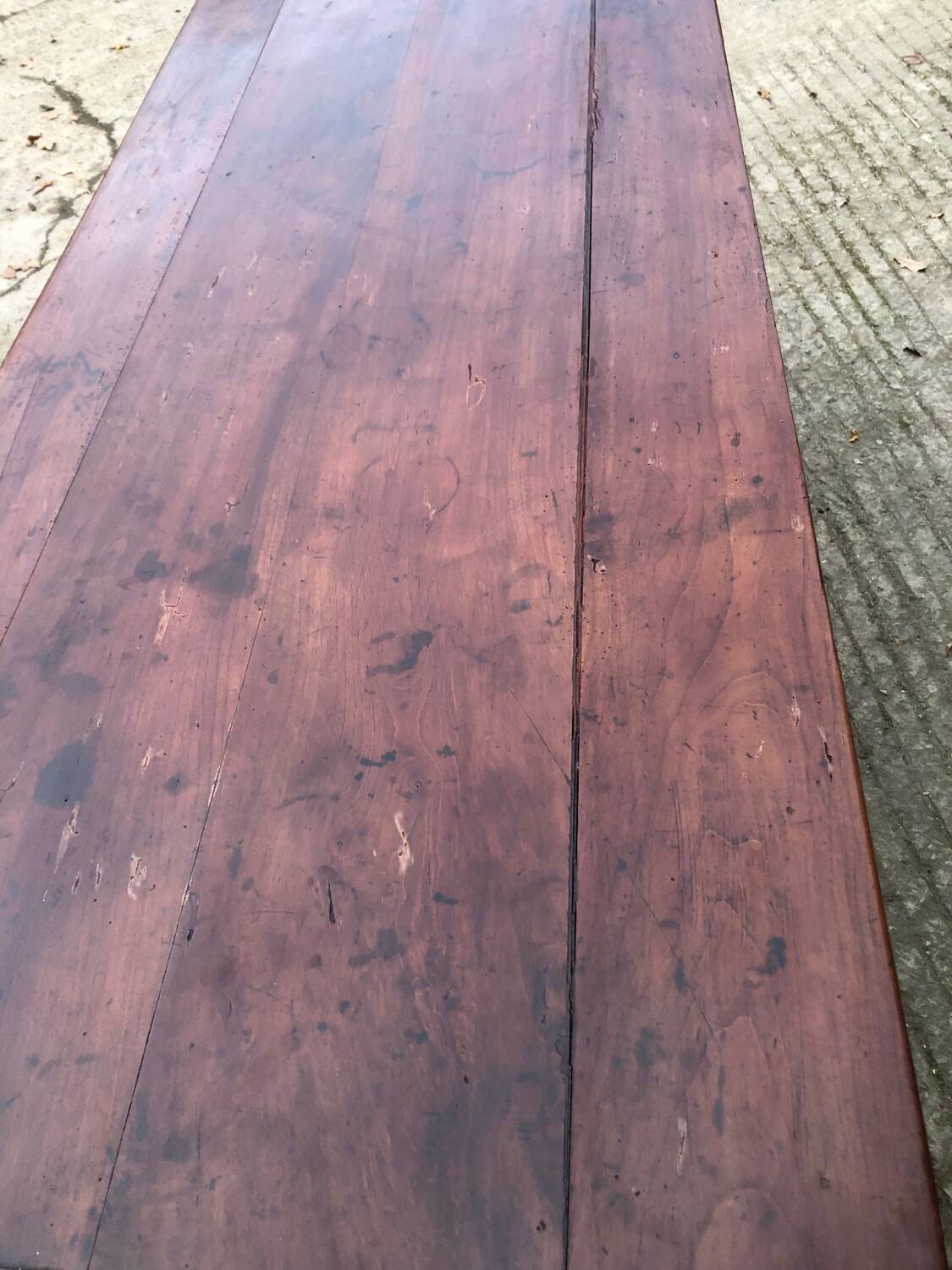 Antique farmhouse table in solid cherry wood with 4 drawers