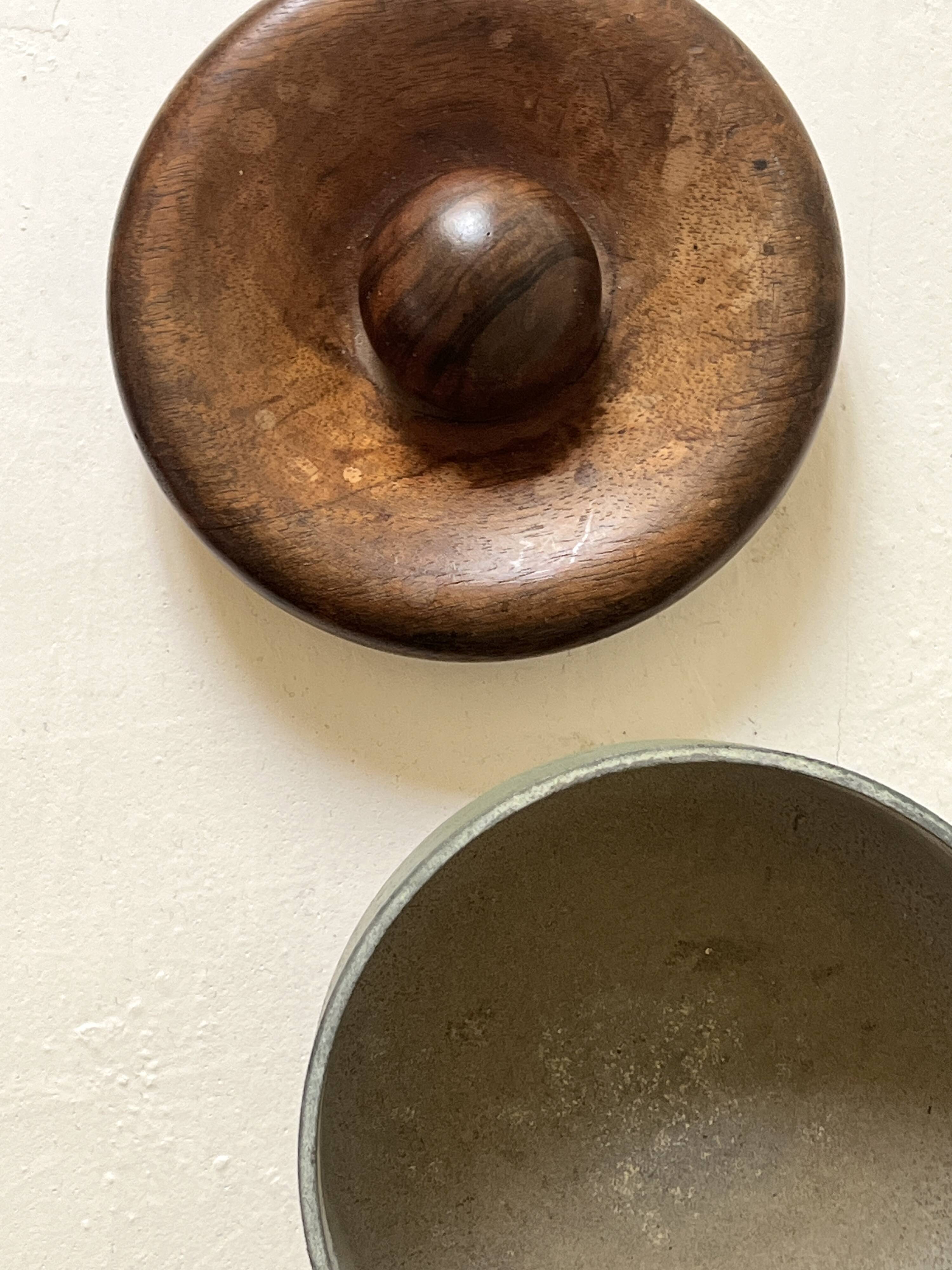 Scandinavian modernist metal and wood empty pocket box, unique piece from 1950.
