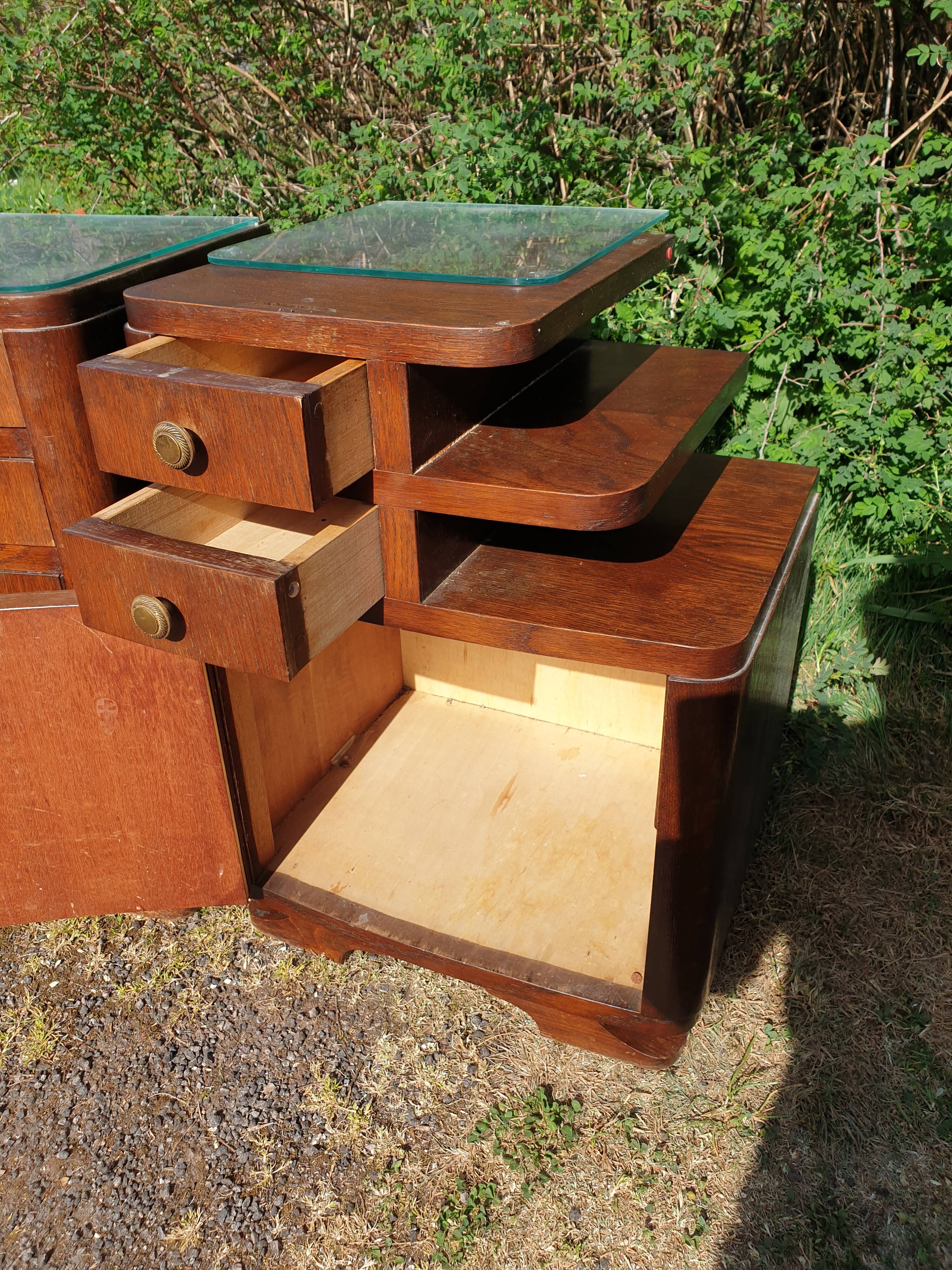 pair of art DECO oak bedside table