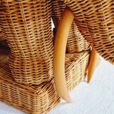 Side table or end of elephant sofa in wicker and rattan 70'