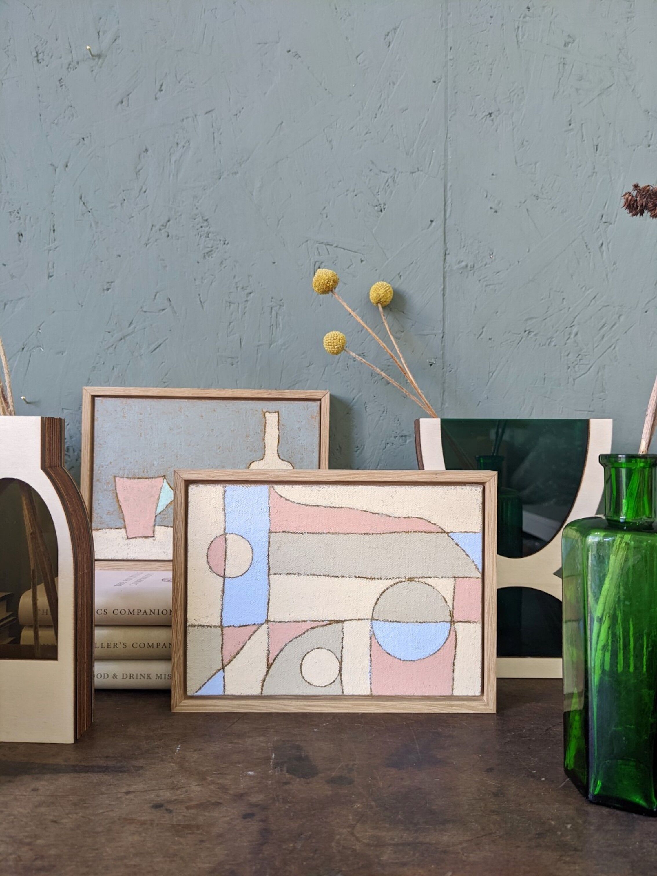 Peinture à l’huile abstraite contemporaine « Pink District » de l’artiste britannique Lloyd Durling, encadrée